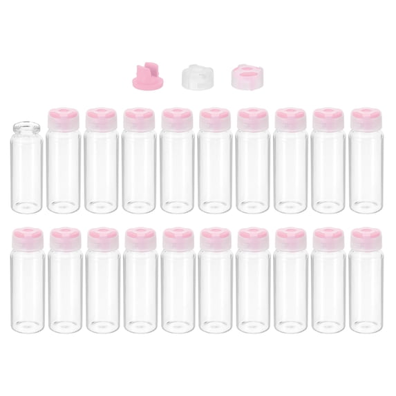 Uxcell Clear Glass Sample Vials, Liquid Bottles 20pack Pink 20ml