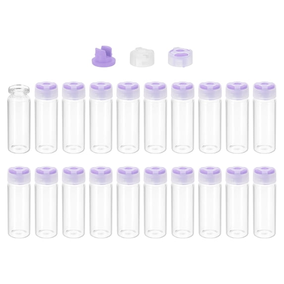 Uxcell Clear Glass Sample Vials, Liquid Bottles 20pack Purple 15ml