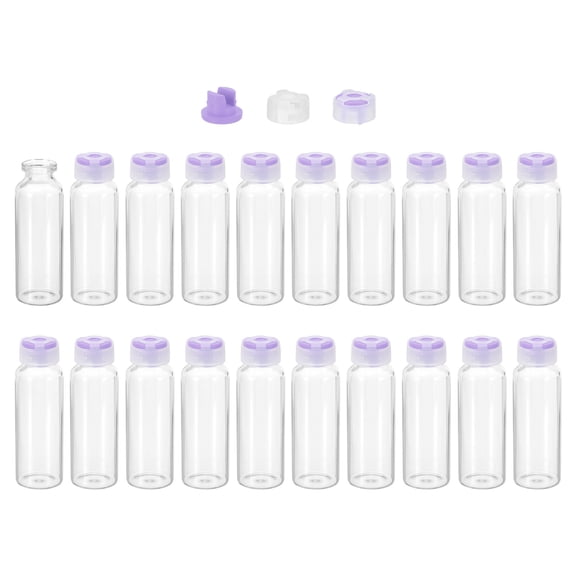 Uxcell Clear Glass Sample Vials, Liquid Bottles 20pack Purple 30ml