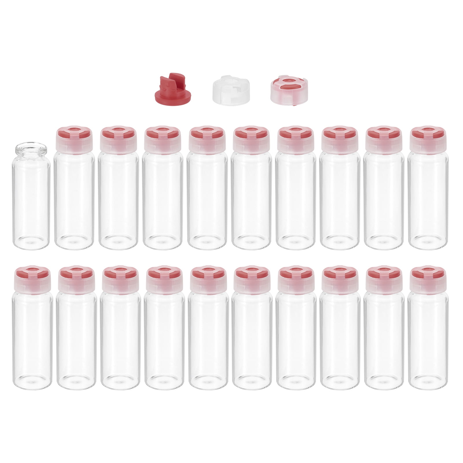 Uxcell Clear Glass Sample Vials, Liquid Bottles 20pack Red 20ml ...