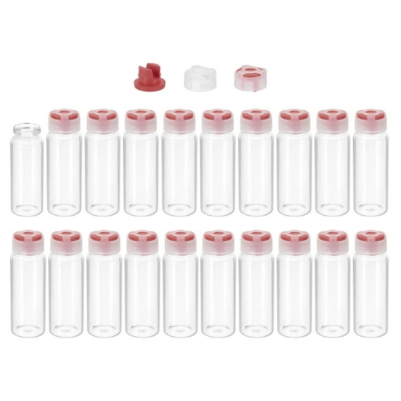 Uxcell Clear Glass Sample Vials, Liquid Bottles 20pack Red 20ml