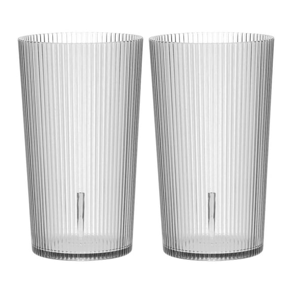 Uxcell Clear Plastic Reusable Drinking Glasses, 11.8oz Ribbed Drinking Glasses Set Plastic Water Cup Unbreakable Stackable for Beer Cocktail Water Juice Whiskey(Gray, 2Pcs)