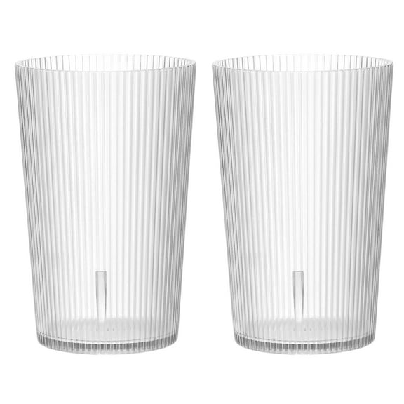 Uxcell Clear Plastic Reusable Drinking Glasses, 9.5oz Ribbed Drinking Glasses Set Plastic Water Cup Unbreakable Stackable for Beer Cocktail Water Juice Whiskey(Transparent, 2Pcs)
