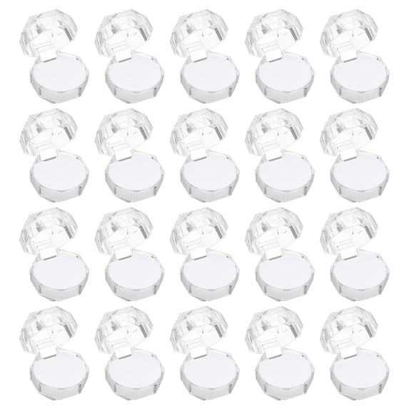 Uxcell Clear Plastic Ring Boxes 1.5"x1.5" Engagement Ring Holder Box Earrings Jewelry Box with Foam Insert White 20 Pcs