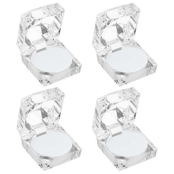Uxcell Clear Plastic Ring Boxes 1.8"x1.8" Engagement Ring Holder Box Earrings Jewelry Box with Foam Insert White 4 Pcs