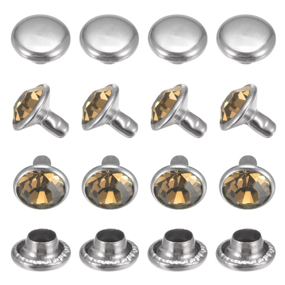 Uxcell Clear Rhinestone Rivets 0.31 inch 100 Pcs Crystal Rivets Use for DIY Craft Making Yellow Studs for Clothing