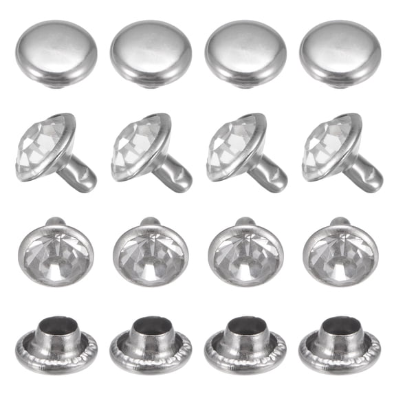 Uxcell Clear Rhinestone Rivets 0.35 inch 100 Pcs Crystal Rivets Use for DIY Craft Making Transparent Studs for Clothing