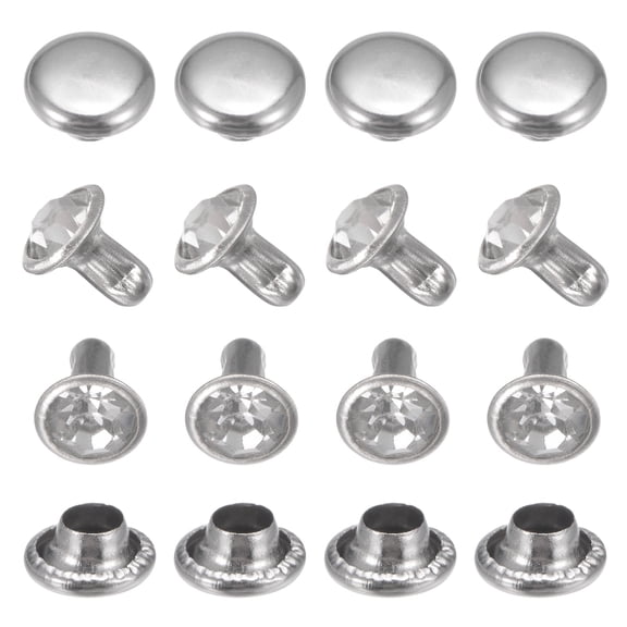 Uxcell Clear Rhinestone Rivets 0.24 inch 100 Pcs Crystal Rivets Use for DIY Craft Making Transparent Studs for Clothing