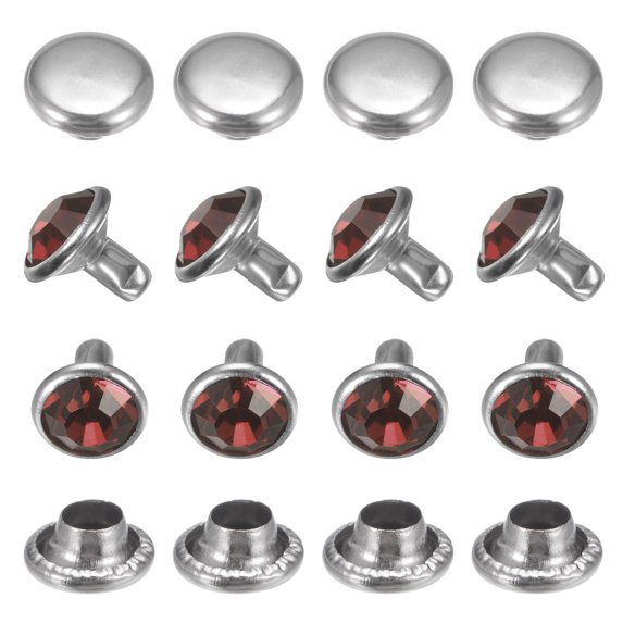 Uxcell Clear Rhinestone Rivets 0.31 inch 50 Pcs Crystal Rivets Use for DIY Craft Deep Purple Studs for Clothing