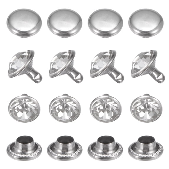 Uxcell Clear Rhinestone Rivets 0.39 inch 50 Pcs Crystal Rivets Use for DIY Craft Transparent Studs for Clothing