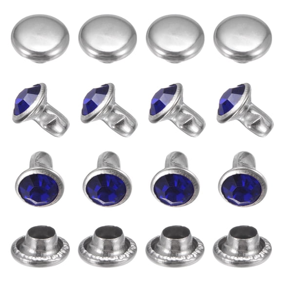 Uxcell Clear Rhinestone Rivets 0.24 inch 50 Pcs Crystal Rivets Use for DIY Craft Deep Blue Studs for Clothing