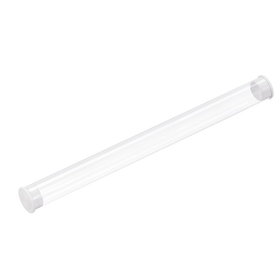 Uxcell Clear Rigid Tube Round Plastic Tubing with End Cap Water Pipe, 305mm/ 12 Inch Length, 15mmx16mm/0.6"x0.63", 1 Set