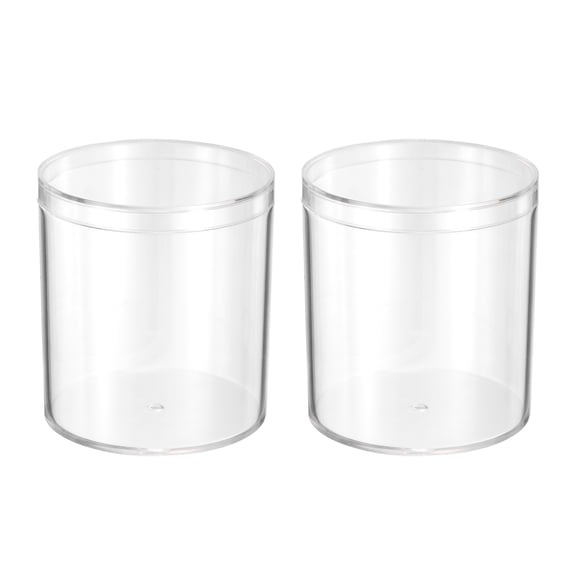 Uxcell Clear Round Acrylic Display Box with Lid, 2.2 x 2.4" 2Pcs, Round Plastic Container Storage Box for Candy Beads Jewelry Art Crafts Accessory Party Wedding Office Desk Organization