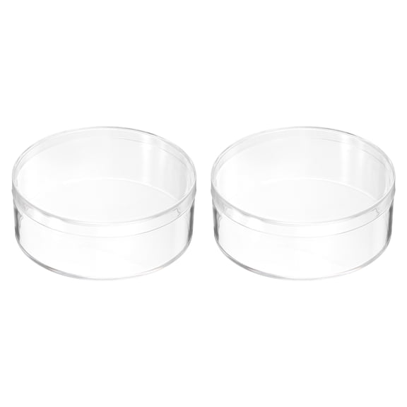 Uxcell Clear Round Acrylic Display Box with Lid, 3.1 x 1.2" 2Pcs, Round Plastic Container Storage Box for Candy Beads Jewelry Art Crafts Accessory Party Wedding Office Desk Organization