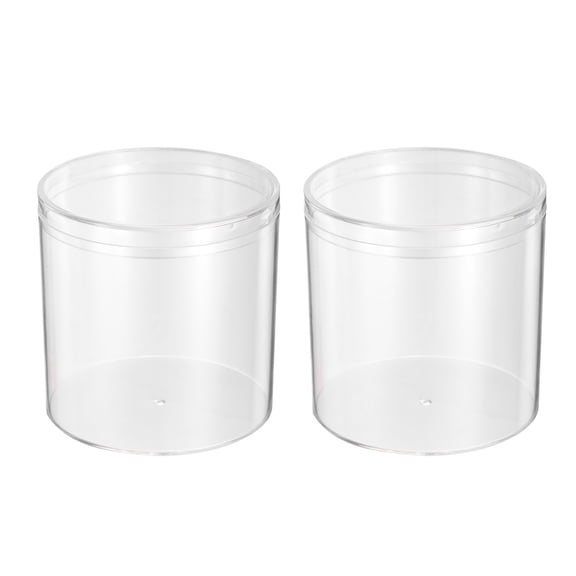 Uxcell Clear Round Acrylic Display Box with Lid, 3.1 x 3.1" 2Pcs, Round Plastic Container Storage Box for Candy Beads Jewelry Art Crafts Accessory Party Wedding Office Desk Organization