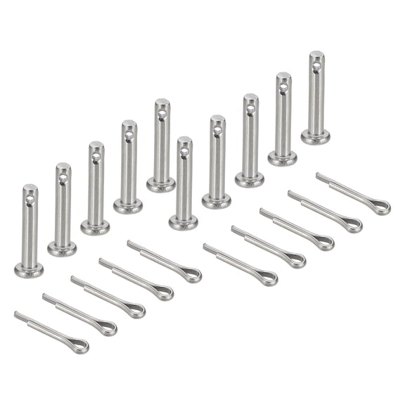 Uxcell Clevis Pins, Single Hole Flat Head Fastener Lock Systems with Cotter Pins for Furniture Installation 10Pcs M3x16mm