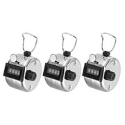 Uxcell Clicker Counter Hand Tally Counter Mechanical 4-Digit Number Click Pitch Counter Silver 3Pack