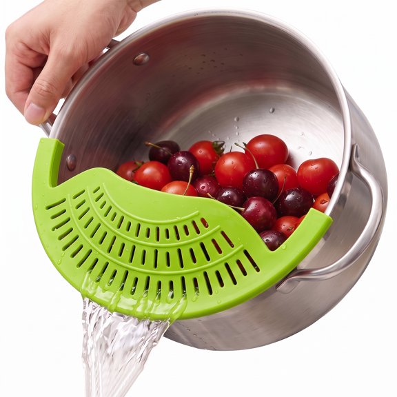 Uxcell Clip-On Strainer Silicone Heat Resistant 5.3x9.5" For inner pot/Green 2Pcs, Clip-On Strainer, Kitchen Gadgets for All Pots Pans Bowls Cooking Colander for Pasta Meat Fruit