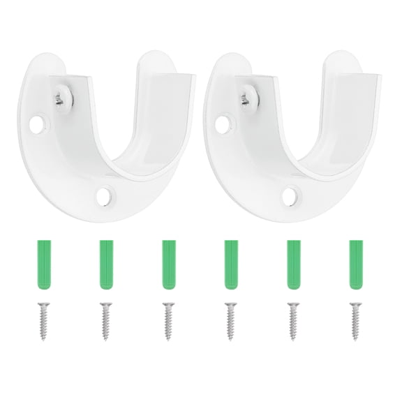 Uxcell Closet Rod Bracket, 2Pcs Stainless Steel U Shaped Flange Closet Holder for 25mm Diameter Rod, White