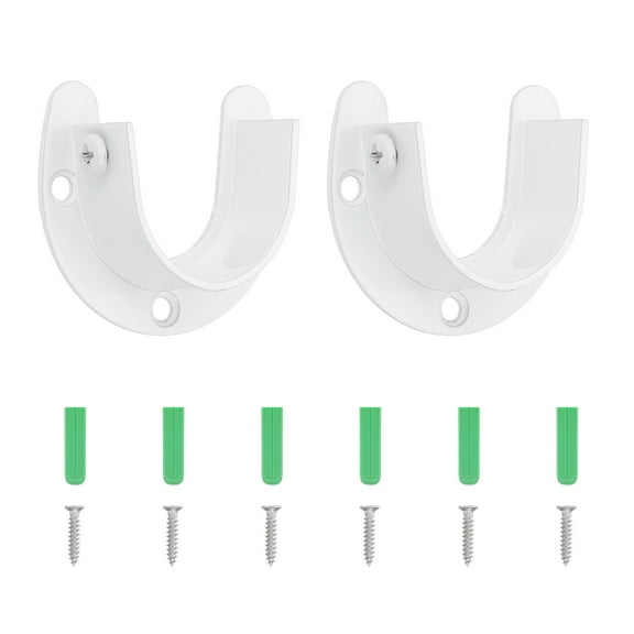 Uxcell Closet Rod Bracket, 2Pcs Stainless Steel U Shaped Flange Closet Holder for 32mm Diameter Rod, White