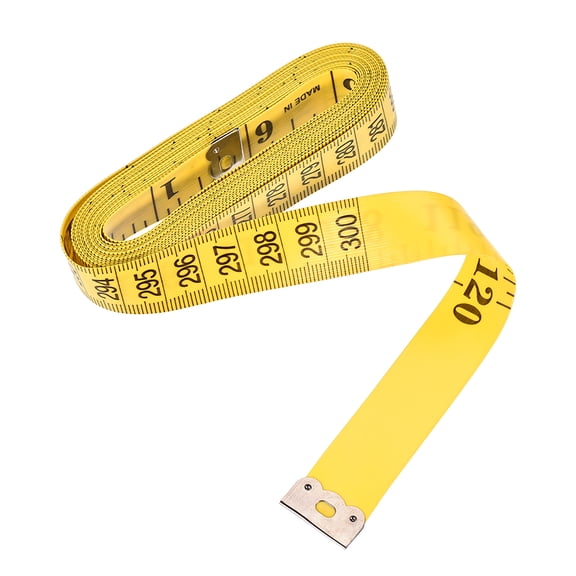 Uxcell Soft Cloth Tape Measure, Dual Sided Metric Inch Tape for Body & Tailor Sewing, 118.11 inch, Yellow
