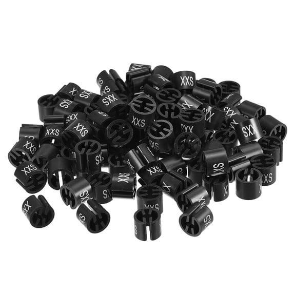 Uxcell Clothes Hanger Marker 2XS Fit 3.5mm Rod for Garment Color Coding Black 150 Pack
