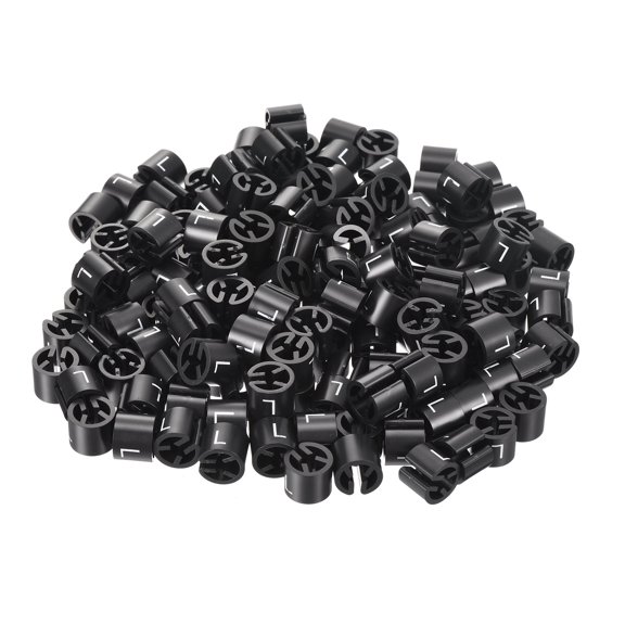 Uxcell Clothes Hanger Marker L Size Tag Fit 3mm Rod Black for Garment Clothing Color Coding Pack of 150