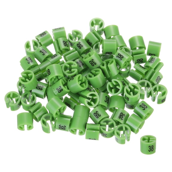Uxcell Clothes Hanger Marker Number 38 Tag Fit 3-5mm Rod Green for Garment Clothing Color Coding, Pack of 114