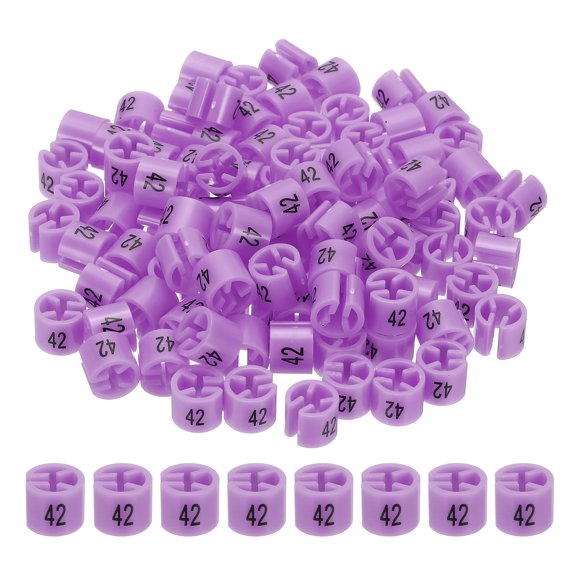 Clothes Hanger Markers Number 42 Tags Garment Size Tag Hanger Clips Round Color Coding Label, Purple Pink 100Pcs