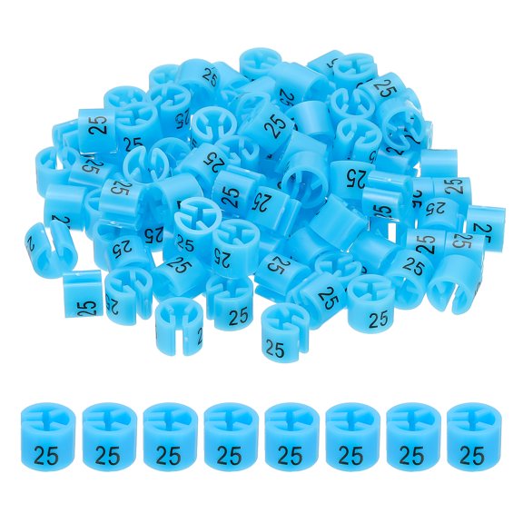 Clothes Hanger Markers Number 25 Tags Garment Size Tag Hanger Clips Round Color Coding Label, Blue 100Pcs