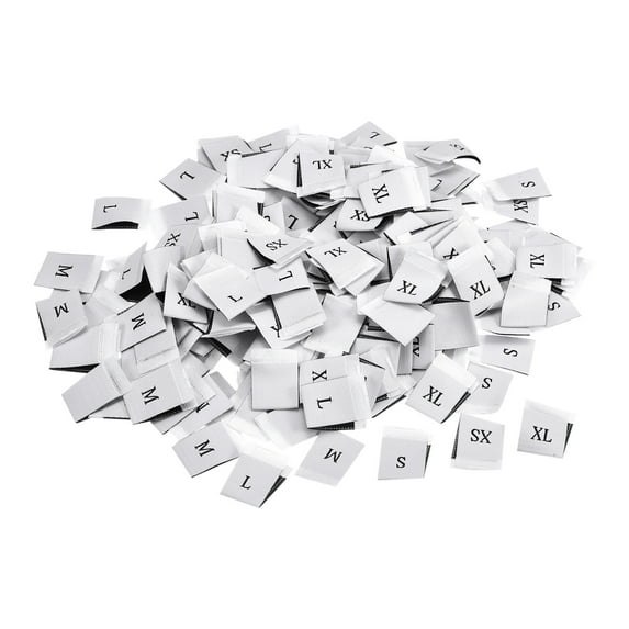 Uxcell Clothing Sewing Size Label, XS/S/M/L/XL Embroidered Label White for Clothes Garment, Pack of 250