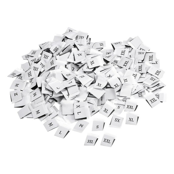 Uxcell Clothing Sewing Size Label, XS/S/M/L/XL/XXL/3XL Embroidered Label White for Clothes Garment, Pack of 350