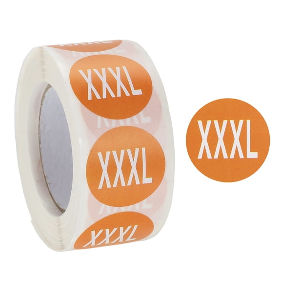 Uxcell Clothing Size Stickers 1 Inch Round Self-Adhesive Label XXXL Size 500 Pieces/ Roll Orange