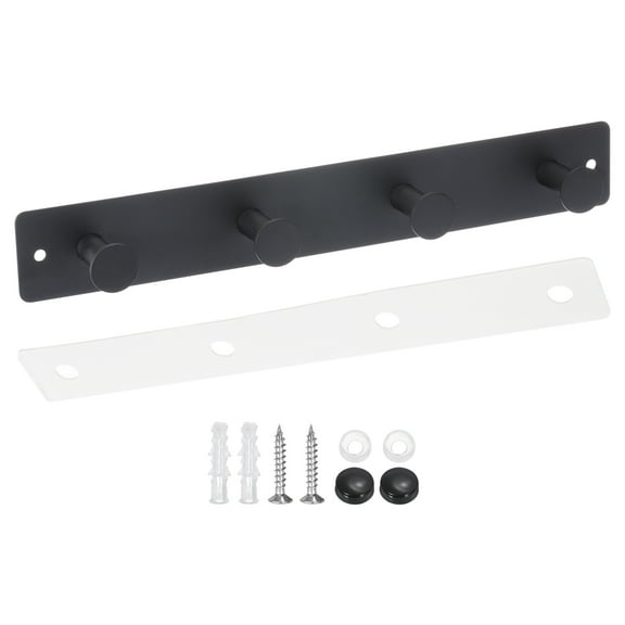 Uxcell Coat Rack Wall Mount, 11 Metal Round Wall Hooks Rail with 4 Hooks, Black