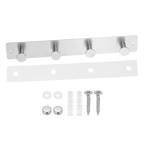 Uxcell Coat Rack Wall Mount, 11" Metal Round Wall Hooks Rail with 4 Hooks, Silver