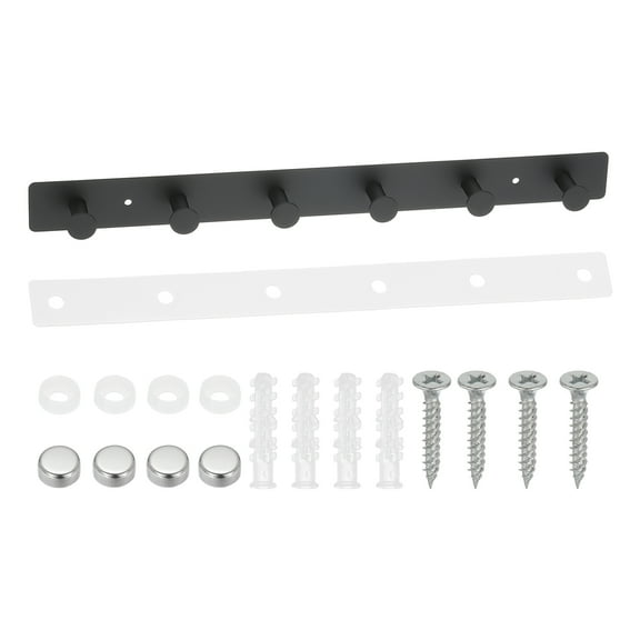 Uxcell Coat Rack Wall Mount, 17" Metal Round Wall Hooks Rail with 6 Hooks, Black