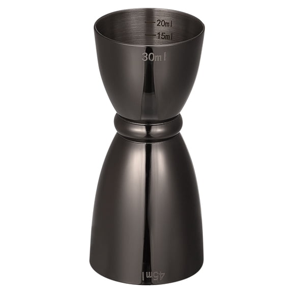 Uxcell Cocktail Jigger, 1oz/1.5oz Glass Measuring Cup, Stainless Steel Rim Bell Jigger Measuring Cup Bar Kit Black