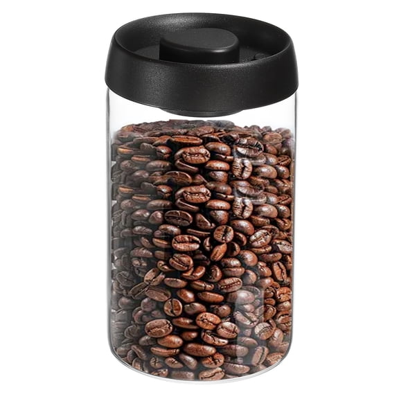 Uxcell Coffee Vacuum Container, 1200ml/40oz Glass Coffee Bean Storage Container with Lids for Spices Biscuits Loose Leaf Tea, Black