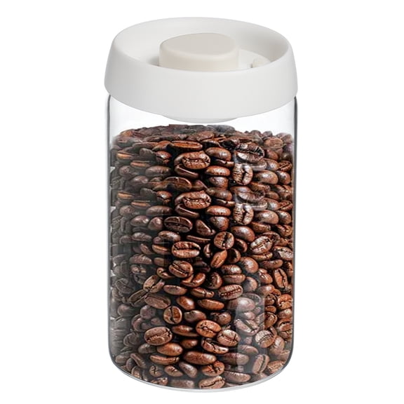 Uxcell Coffee Vacuum Container, 1200ml/40oz Glass Coffee Bean Storage Container with Lids for Spices Biscuits Loose Leaf Tea, White