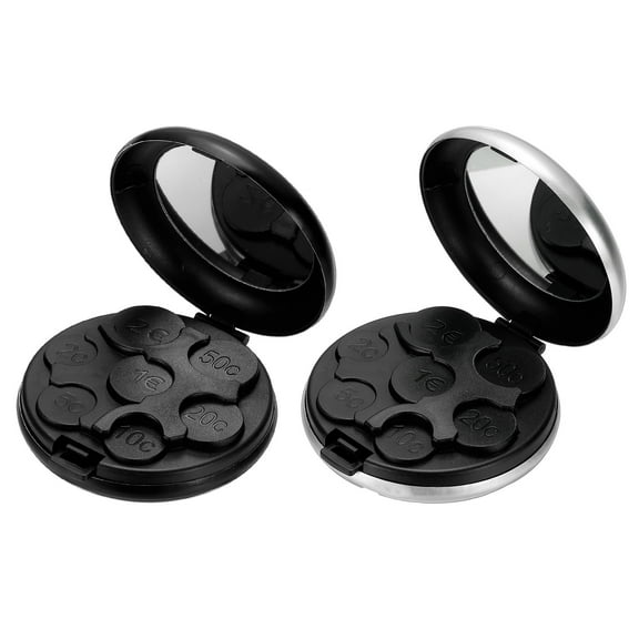 Uxcell Coin Dispenser Storage, Portable Change Sorter Aluminum Case, Black, Silver Tone