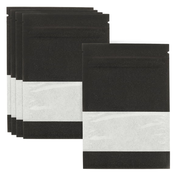 Uxcell Coin Envelopes, 100 Pack 7" x 5" Resealable Kraft Paper Packets Small Coin Envelope with Clear Window and Zip, Black
