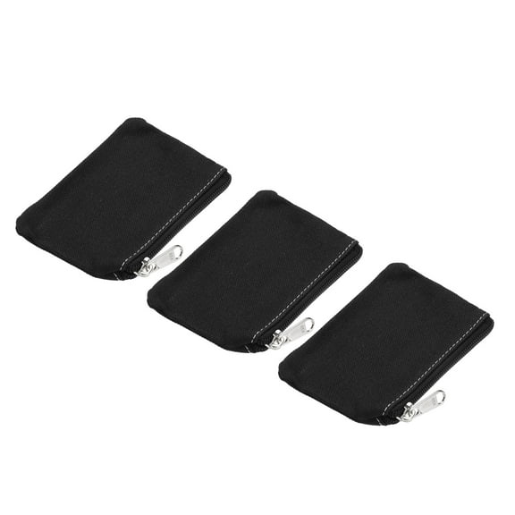 Uxcell Coin Purse Pouch Change Purses Small Organizer Bags 3.15" x 5.12", Black 3Pcs