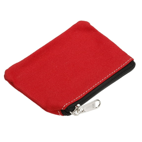 Uxcell Coin Purse Pouch, Change Purses Small Organizer Bags Zipper 3.15" x 5.12", Red