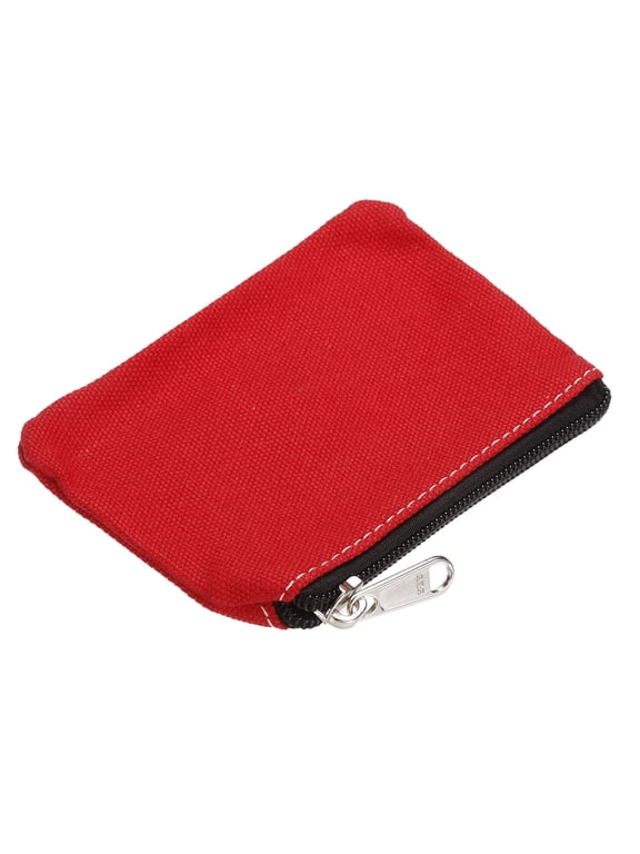 Coin Purse Pouch, Change Purses Small Organizer Bags Zipper 3.15" x 5.12", Red