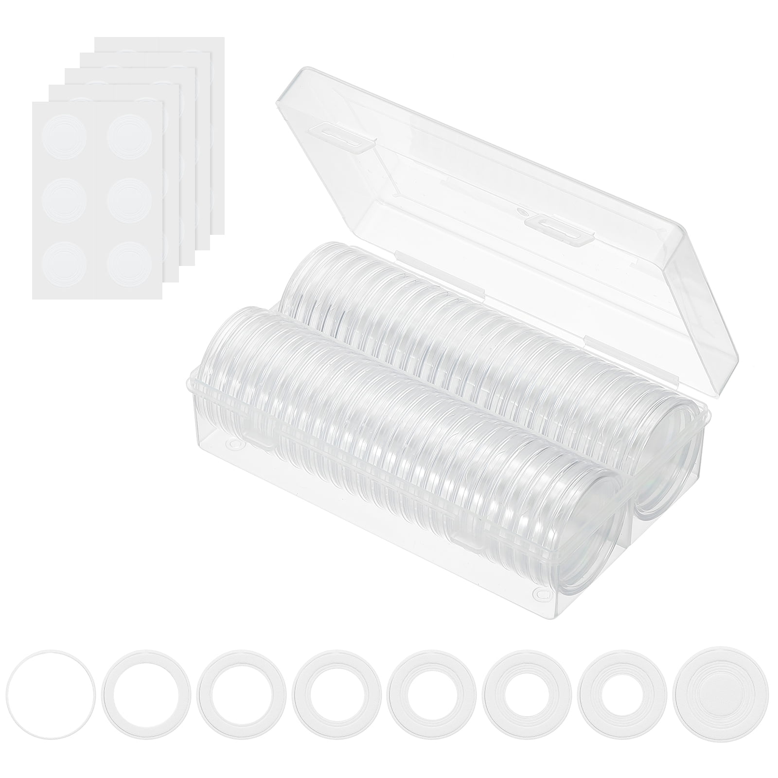 Uxcell Coin Snap Holder 100 Pack Coin Case Storage Round with Organizer Box Fit 19/20/22.25/25/27/30/38.5/41mm Coins
