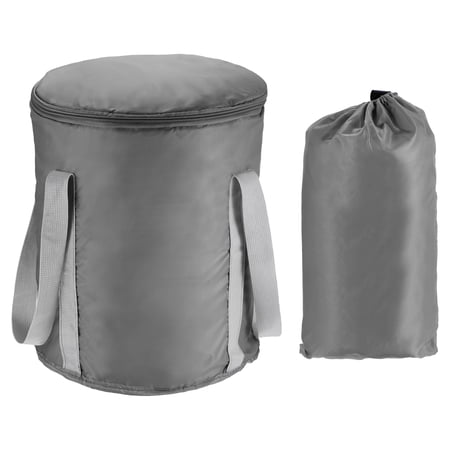 Uxcell Collapsible Bucket, Portable Water Container Folding Foot Bath Basin with Lid, Gray
