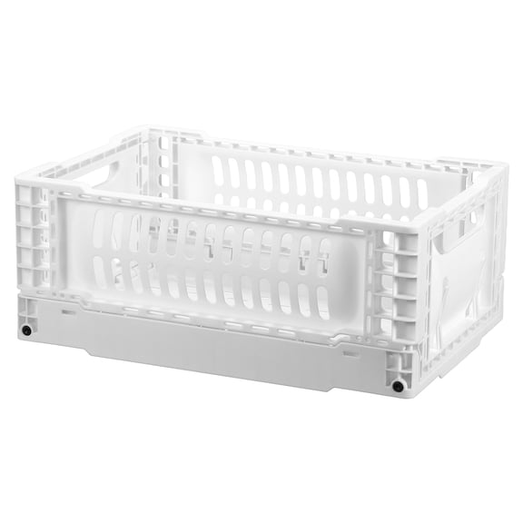 Uxcell Collapsible Crates, 11.7x7.8x4.7" Stackable Plastic Storage Baskets with Handle Small Storage Containers for Bedroom Office Classroom Bathroom Desktop Organizer Decor, White