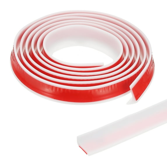 Uxcell Collapsible Shower Threshold Water Dam Guard, Shower Stopper Barrier Self Adhesive Sink Splash Guard White 118"x0.8"x 0.5"