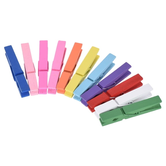 Uxcell Colored Clothespins, 50 Pack Colorful Wooden Clothes Clips for Hanging Clothes