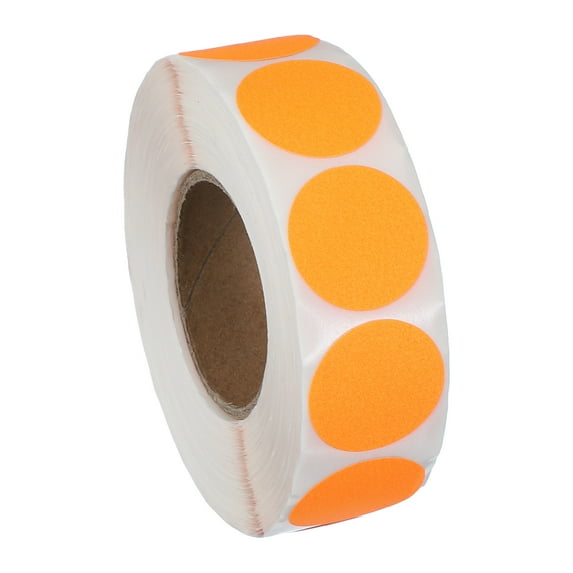 Uxcell Colored Dot Stickers 1", 1000 Pcs Color Coding Labels Blank Circle Stickers Adhesive Round Price Stickers, Fluorescent Orange
